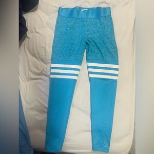 Blue Leggings with White Stripes